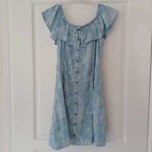 Mudd Midi Dress Women XS Light Blue A-line 100% Lyocel Made In India